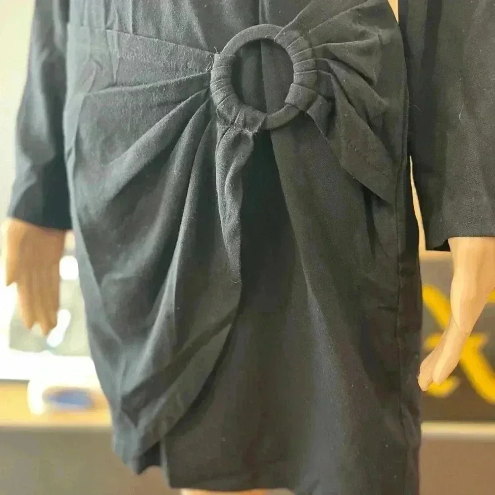 Vintage little black sexy cocktail 80’s dress sarong-small - Picture 11 of 11